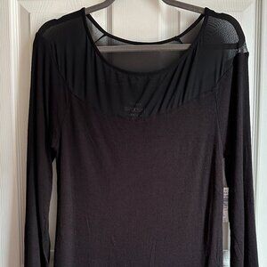 Torrid Women's 1X Super Soft Knits Black Mesh Inset Off Shoulder Long Sleeve Top